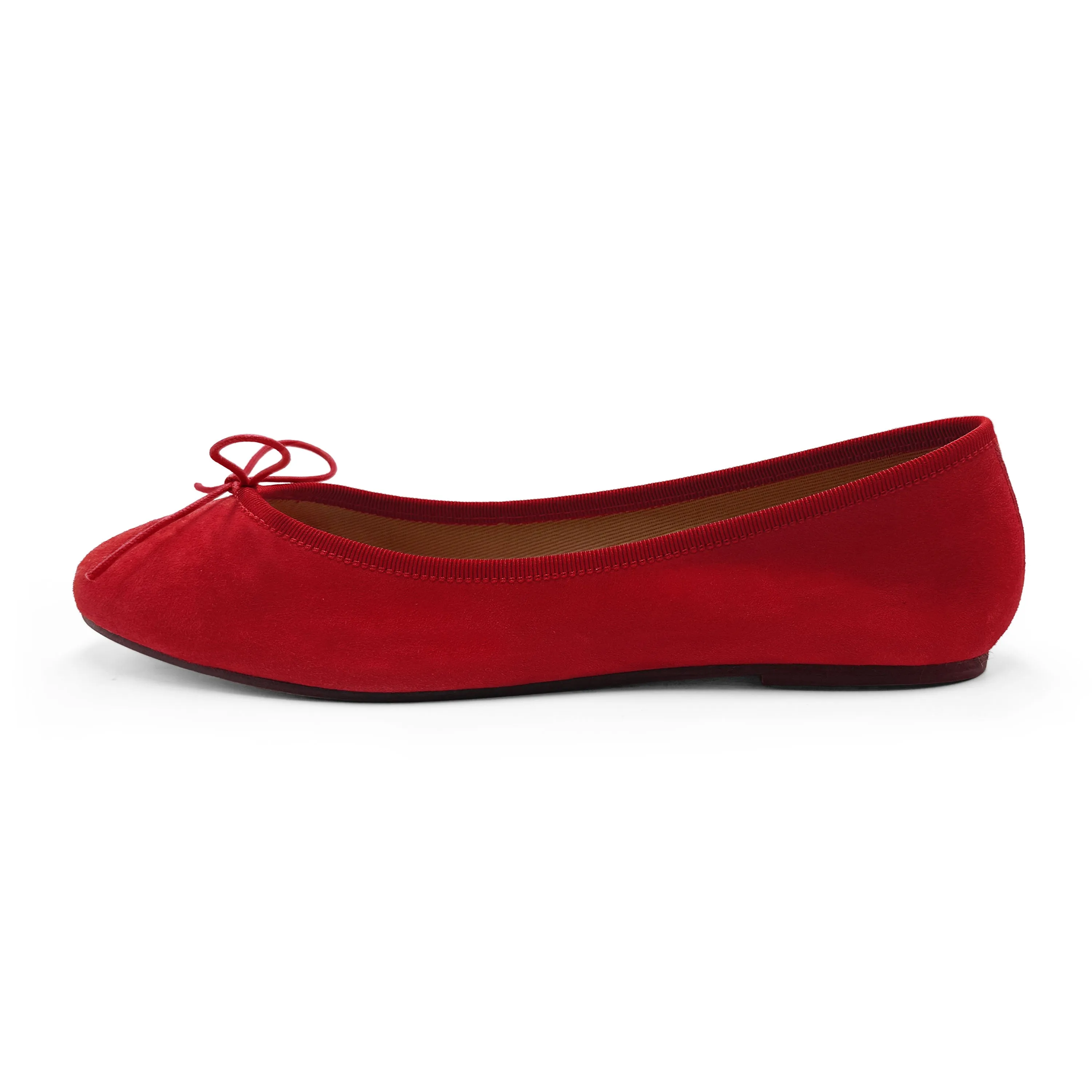 Red suede ballet flats