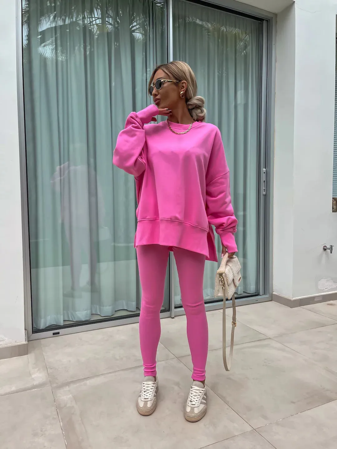 Relaxed Chic Long Sleeve Top and Leggings Two-Piece Set