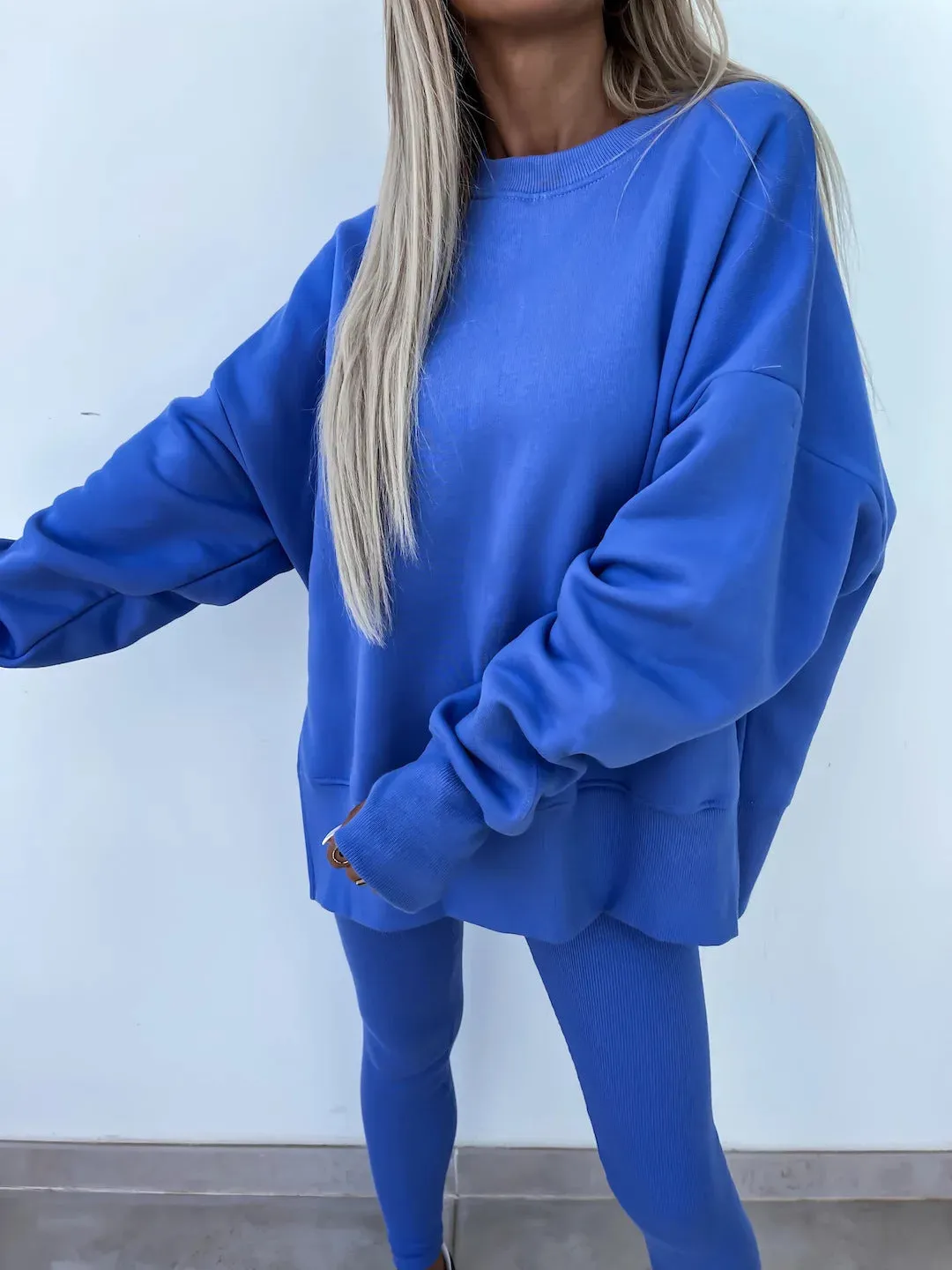 Relaxed Chic Long Sleeve Top and Leggings Two-Piece Set