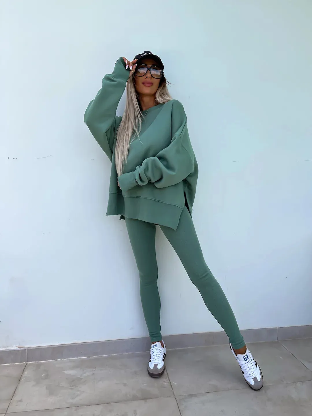 Relaxed Chic Long Sleeve Top and Leggings Two-Piece Set