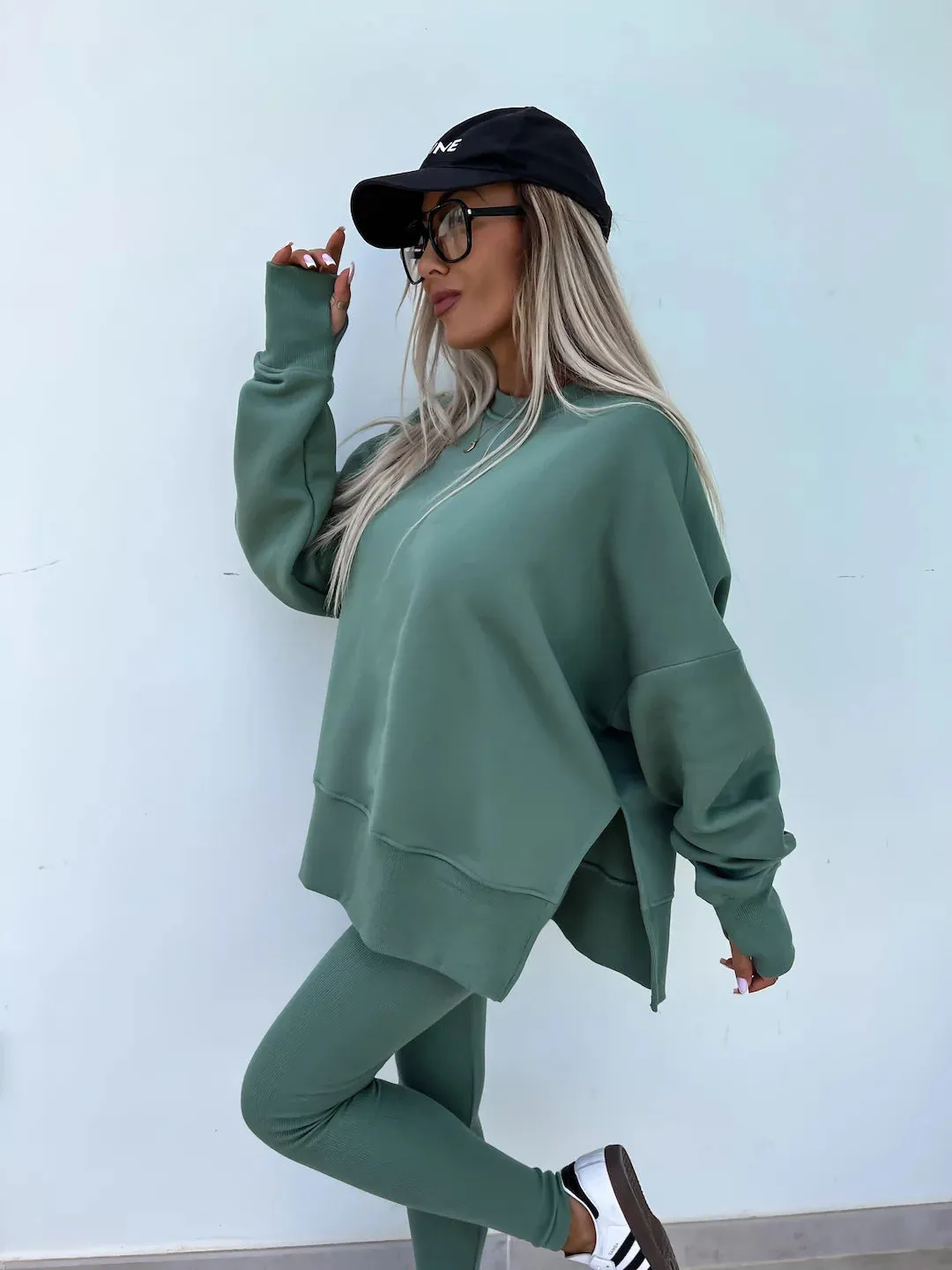 Relaxed Chic Long Sleeve Top and Leggings Two-Piece Set