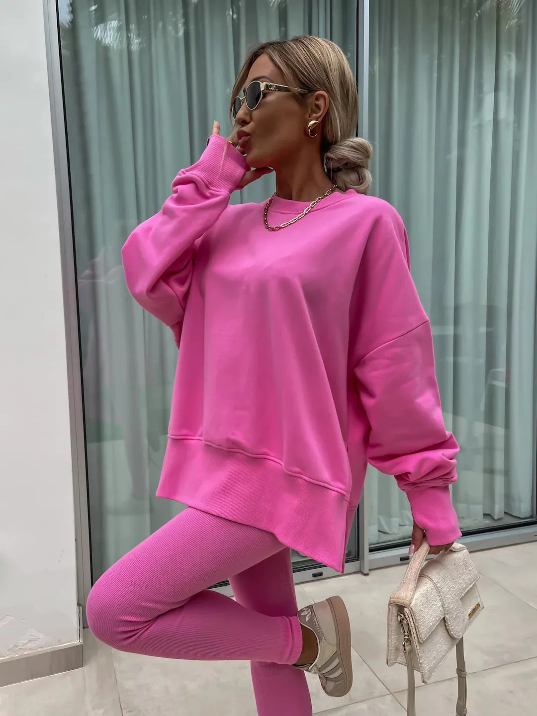 Relaxed Chic Long Sleeve Top and Leggings Two-Piece Set