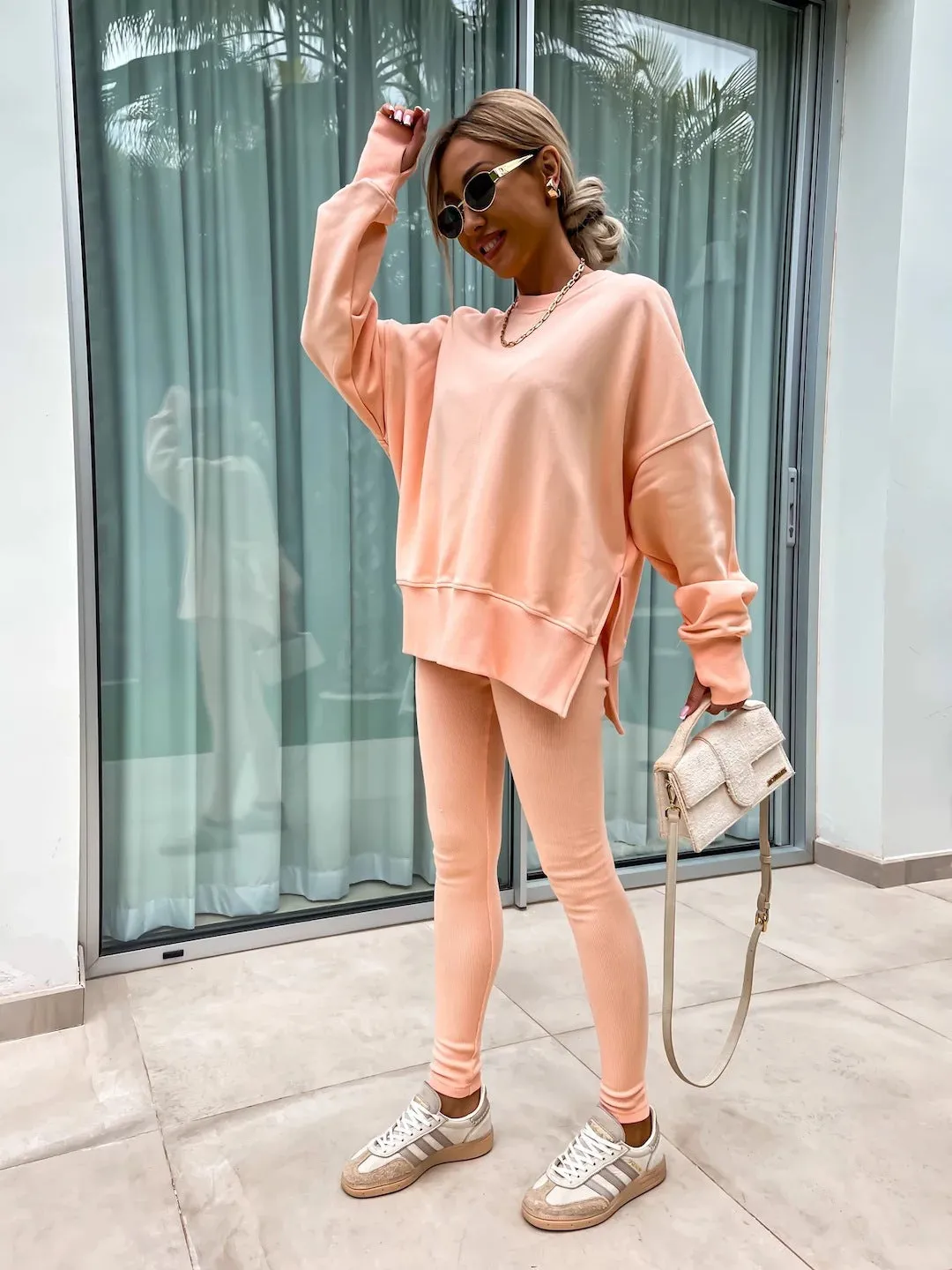 Relaxed Chic Long Sleeve Top and Leggings Two-Piece Set