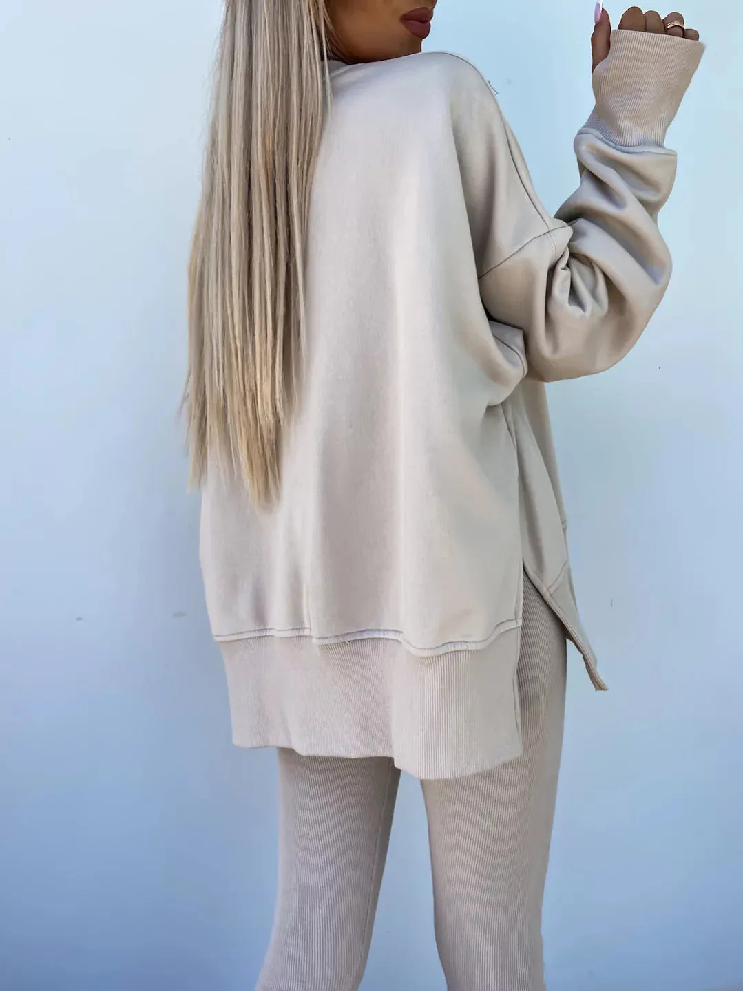 Relaxed Chic Long Sleeve Top and Leggings Two-Piece Set