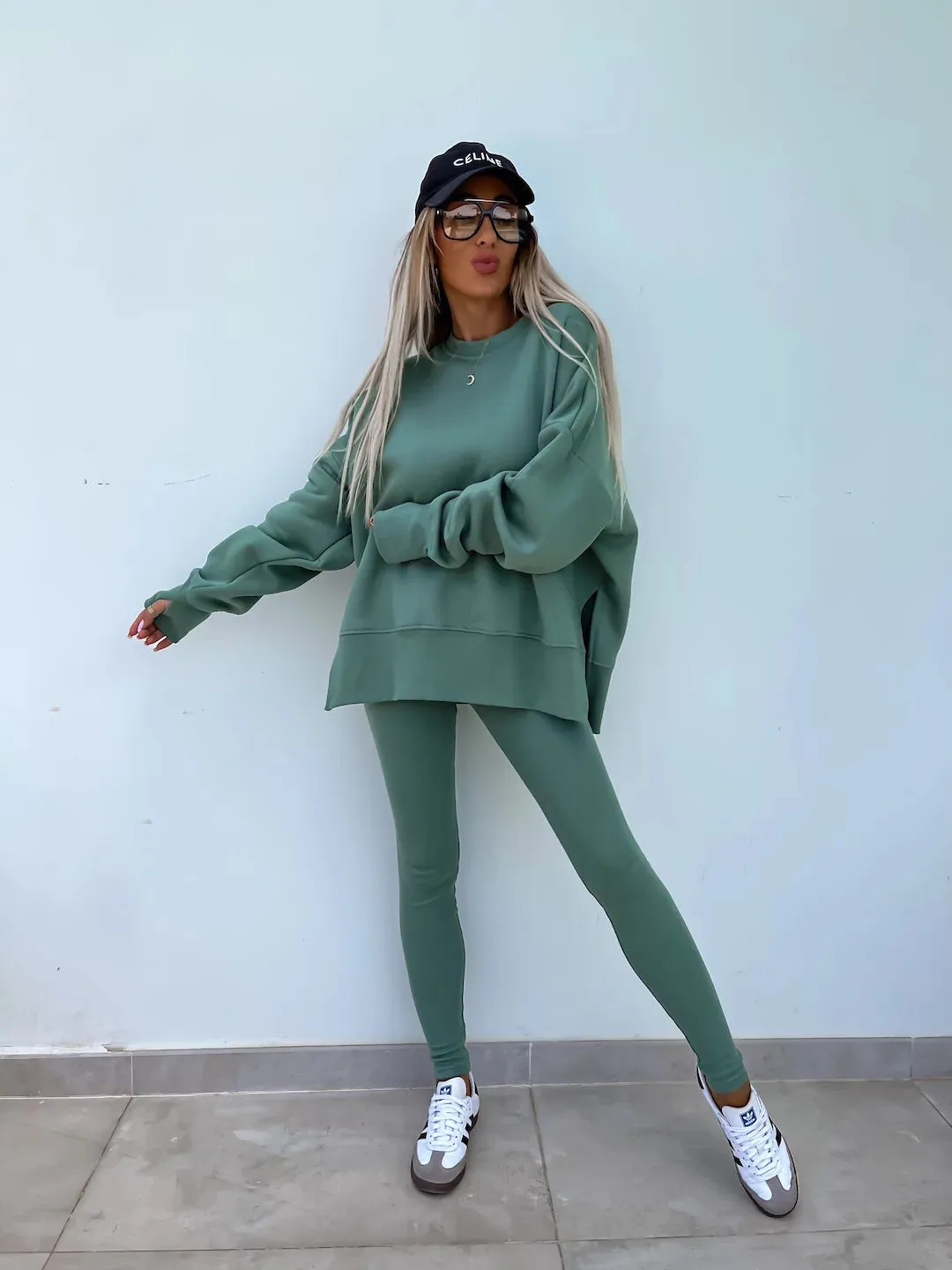 Relaxed Chic Long Sleeve Top and Leggings Two-Piece Set