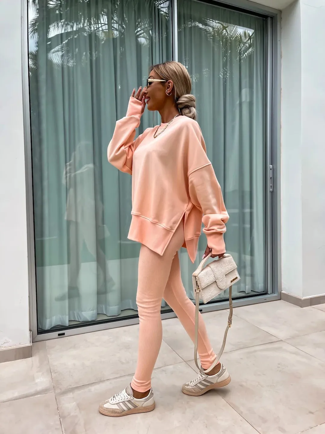 Relaxed Chic Long Sleeve Top and Leggings Two-Piece Set