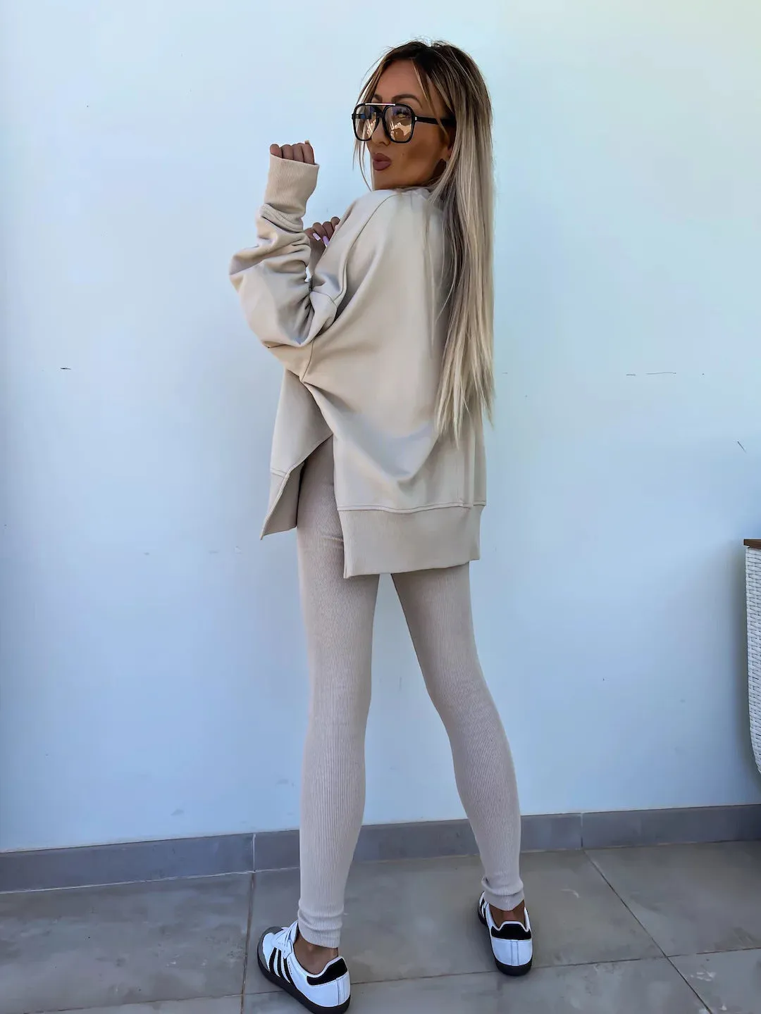 Relaxed Chic Long Sleeve Top and Leggings Two-Piece Set