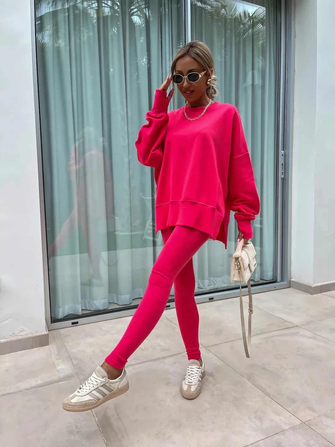 Relaxed Chic Long Sleeve Top and Leggings Two-Piece Set