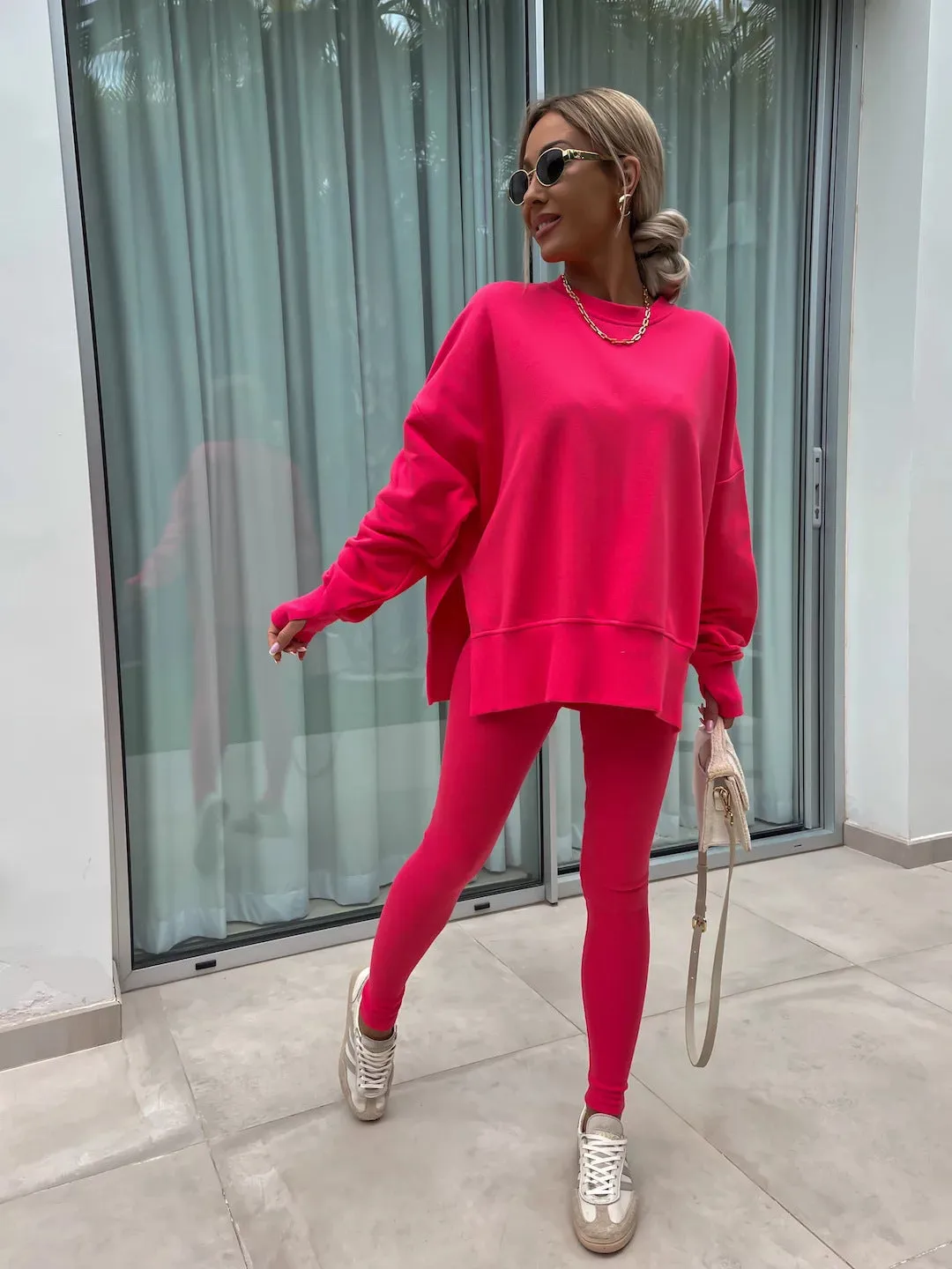 Relaxed Chic Long Sleeve Top and Leggings Two-Piece Set