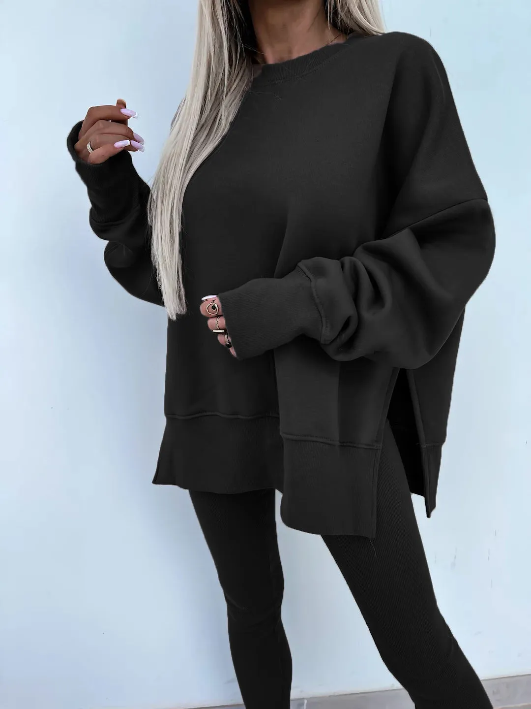 Relaxed Chic Long Sleeve Top and Leggings Two-Piece Set