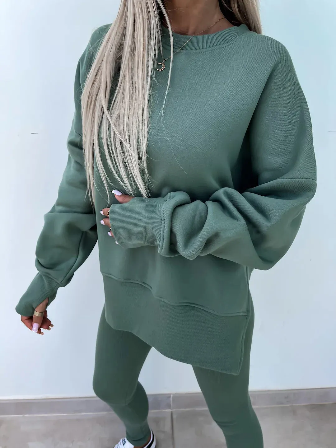 Relaxed Chic Long Sleeve Top and Leggings Two-Piece Set