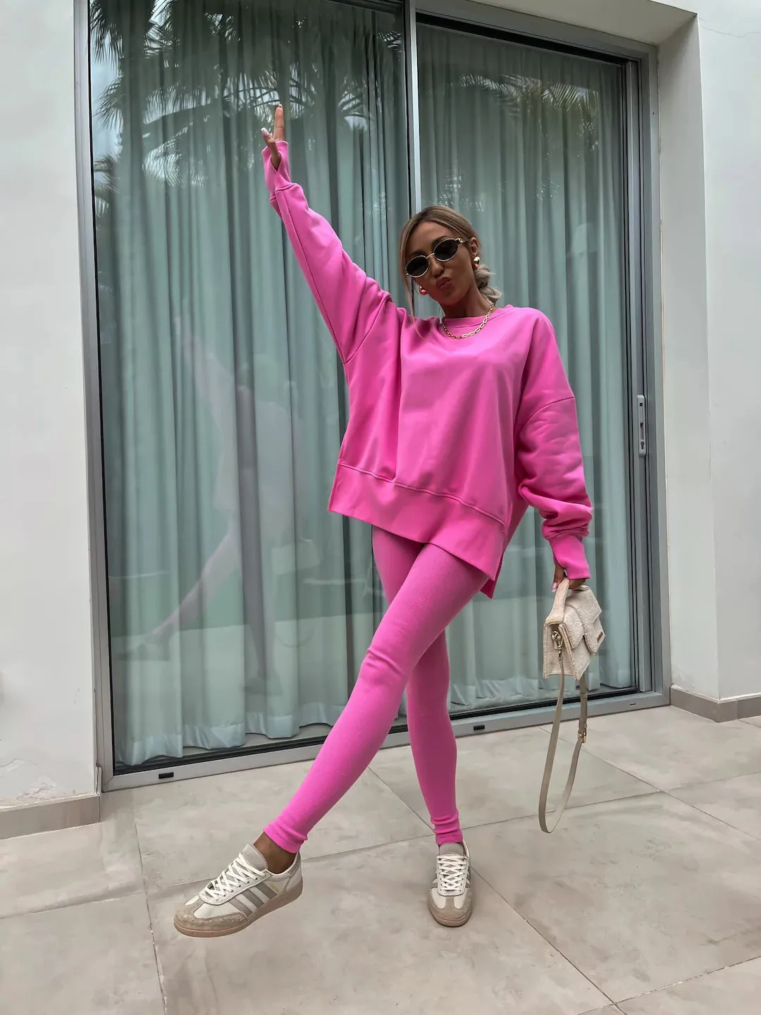 Relaxed Chic Long Sleeve Top and Leggings Two-Piece Set