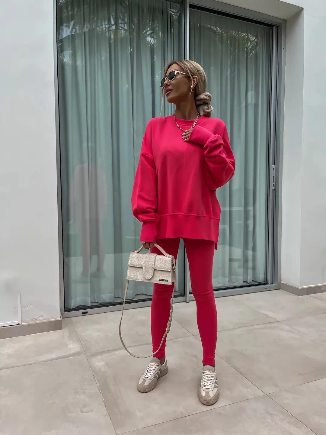 Relaxed Chic Long Sleeve Top and Leggings Two-Piece Set