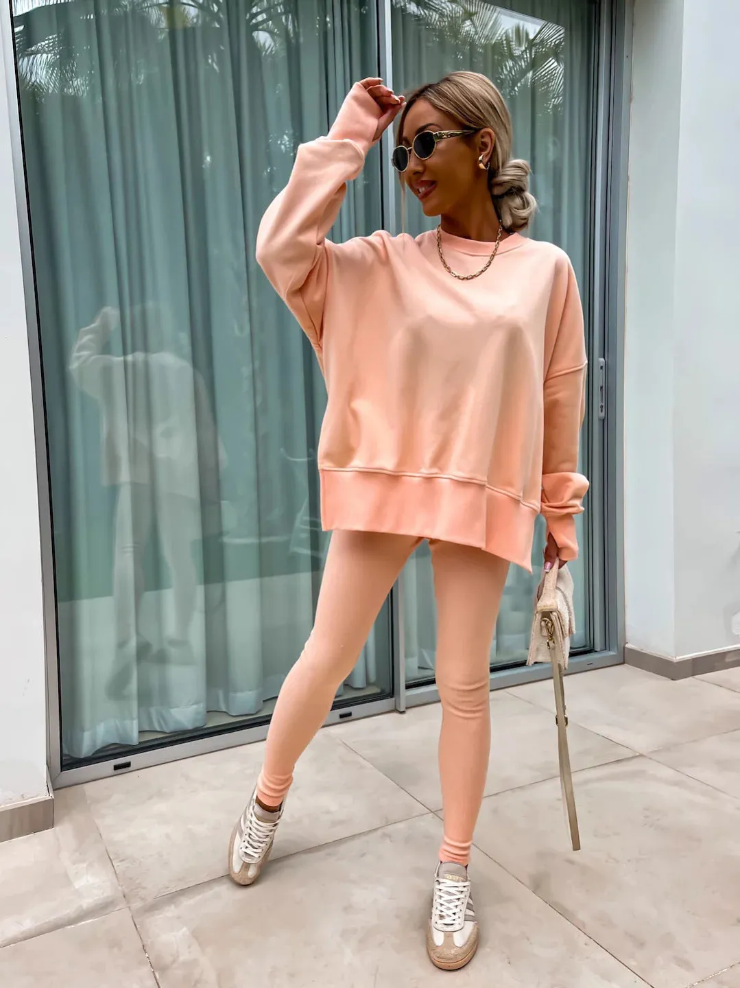 Relaxed Chic Long Sleeve Top and Leggings Two-Piece Set