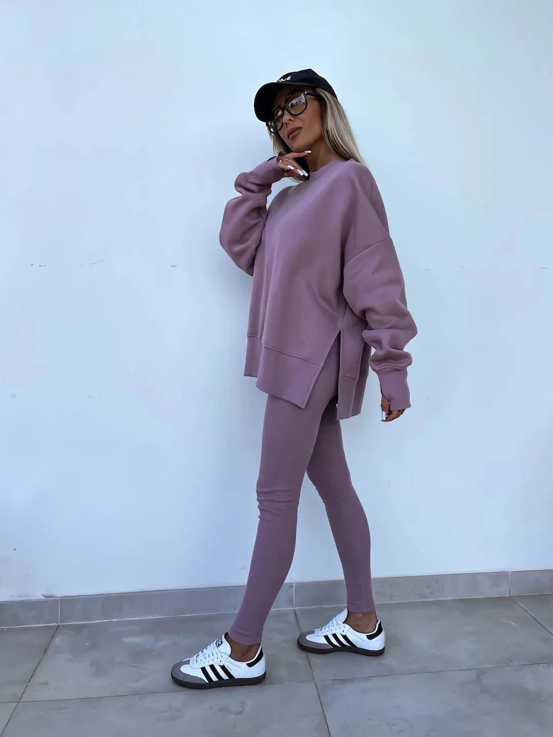 Relaxed Chic Long Sleeve Top and Leggings Two-Piece Set