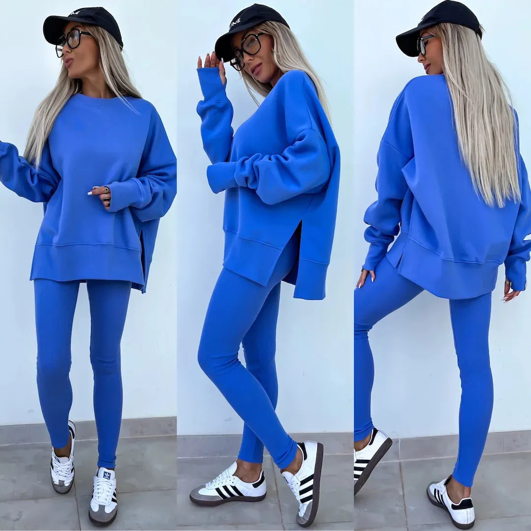 Relaxed Chic Long Sleeve Top and Leggings Two-Piece Set