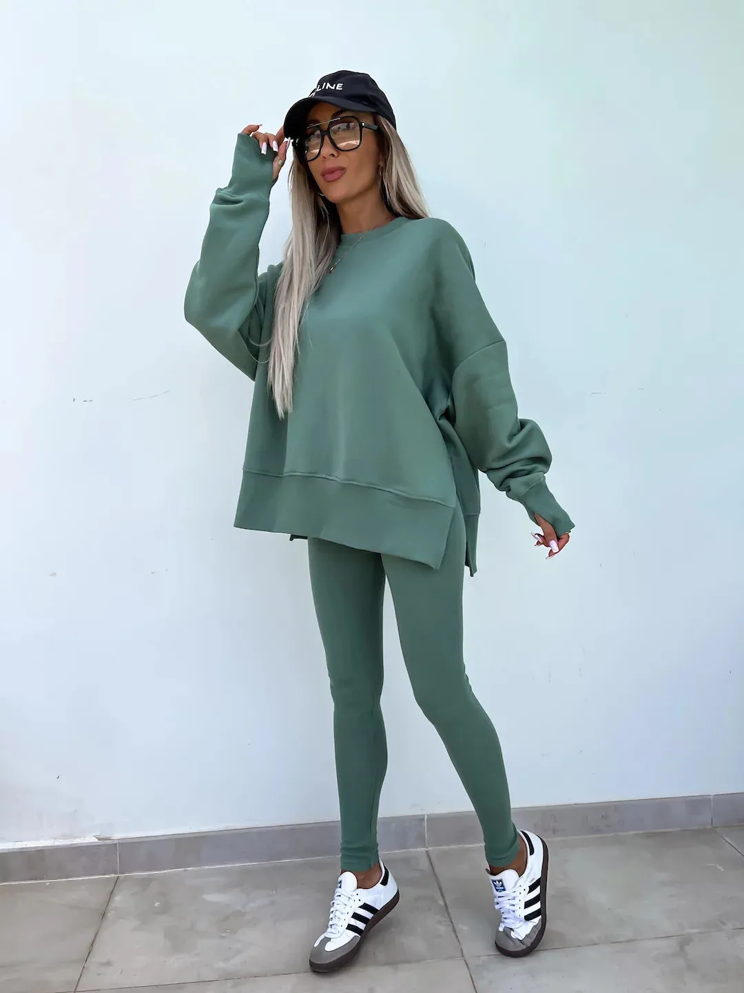 Relaxed Chic Long Sleeve Top and Leggings Two-Piece Set