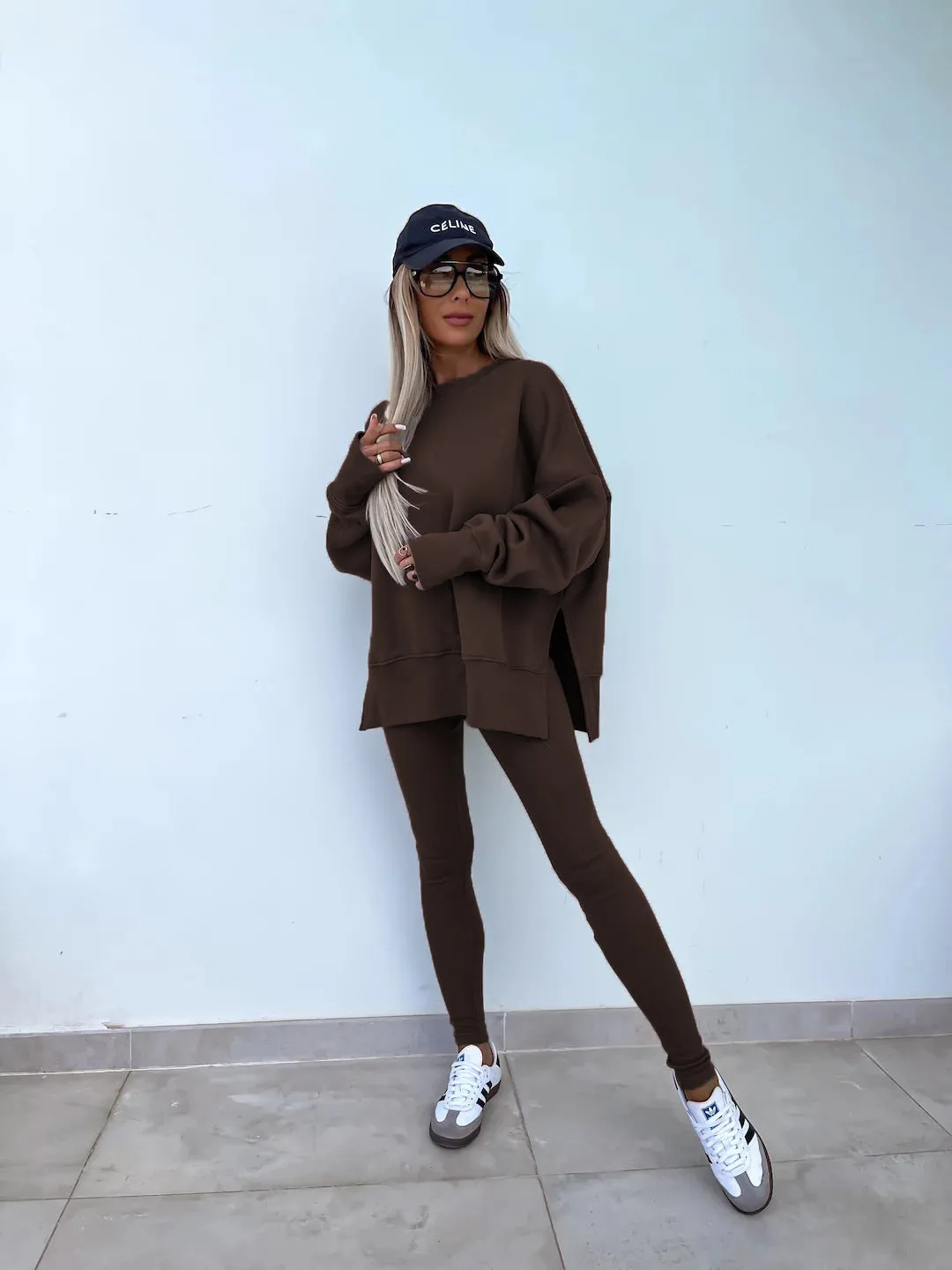 Relaxed Chic Long Sleeve Top and Leggings Two-Piece Set
