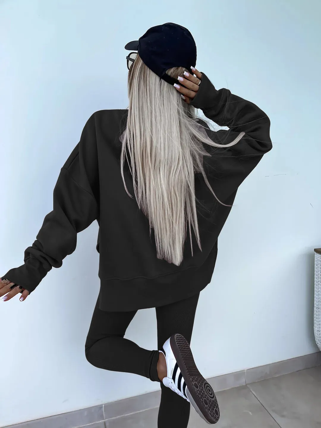 Relaxed Chic Long Sleeve Top and Leggings Two-Piece Set