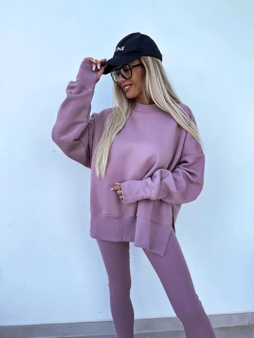 Relaxed Chic Long Sleeve Top and Leggings Two-Piece Set