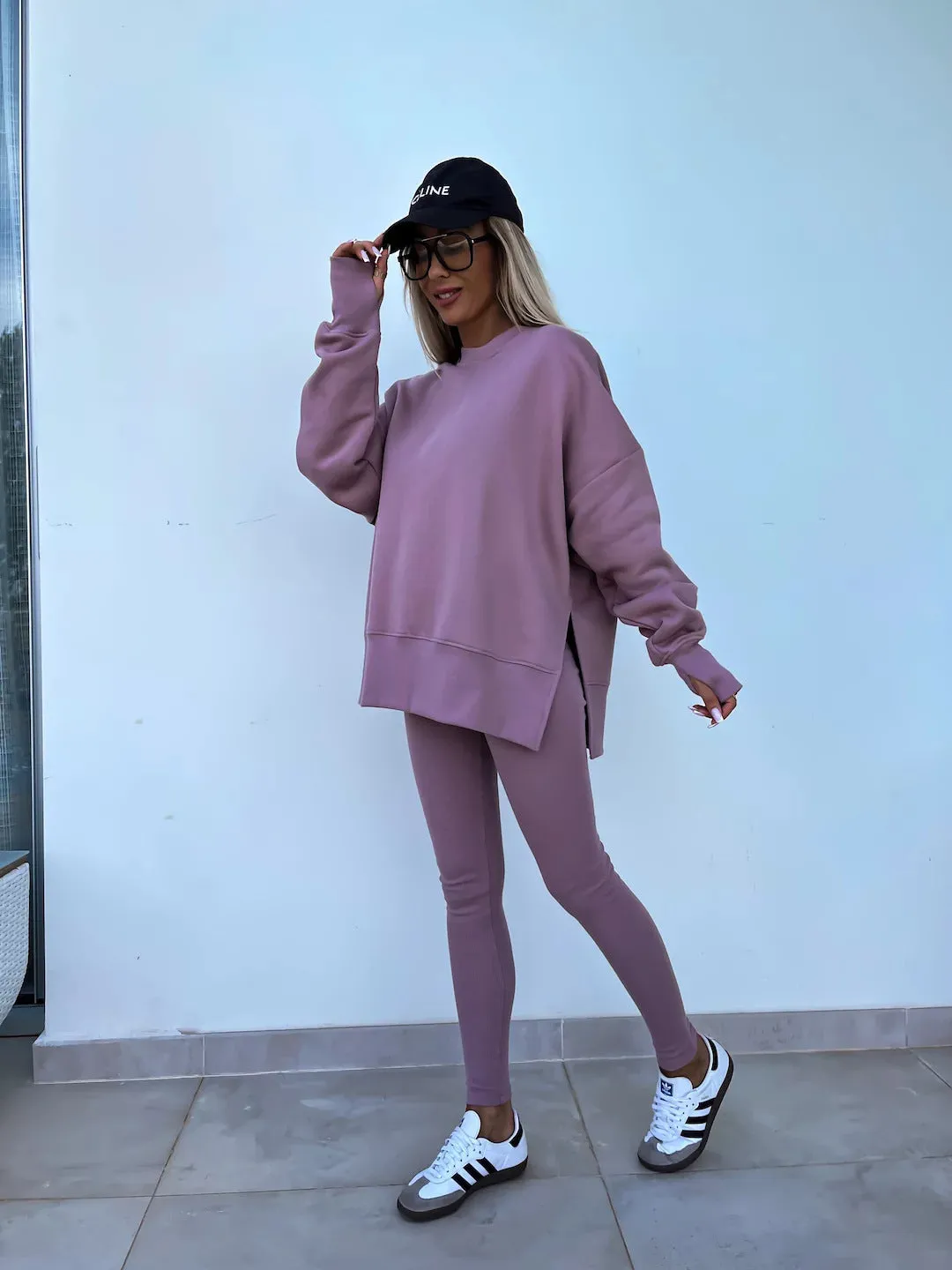 Relaxed Chic Long Sleeve Top and Leggings Two-Piece Set