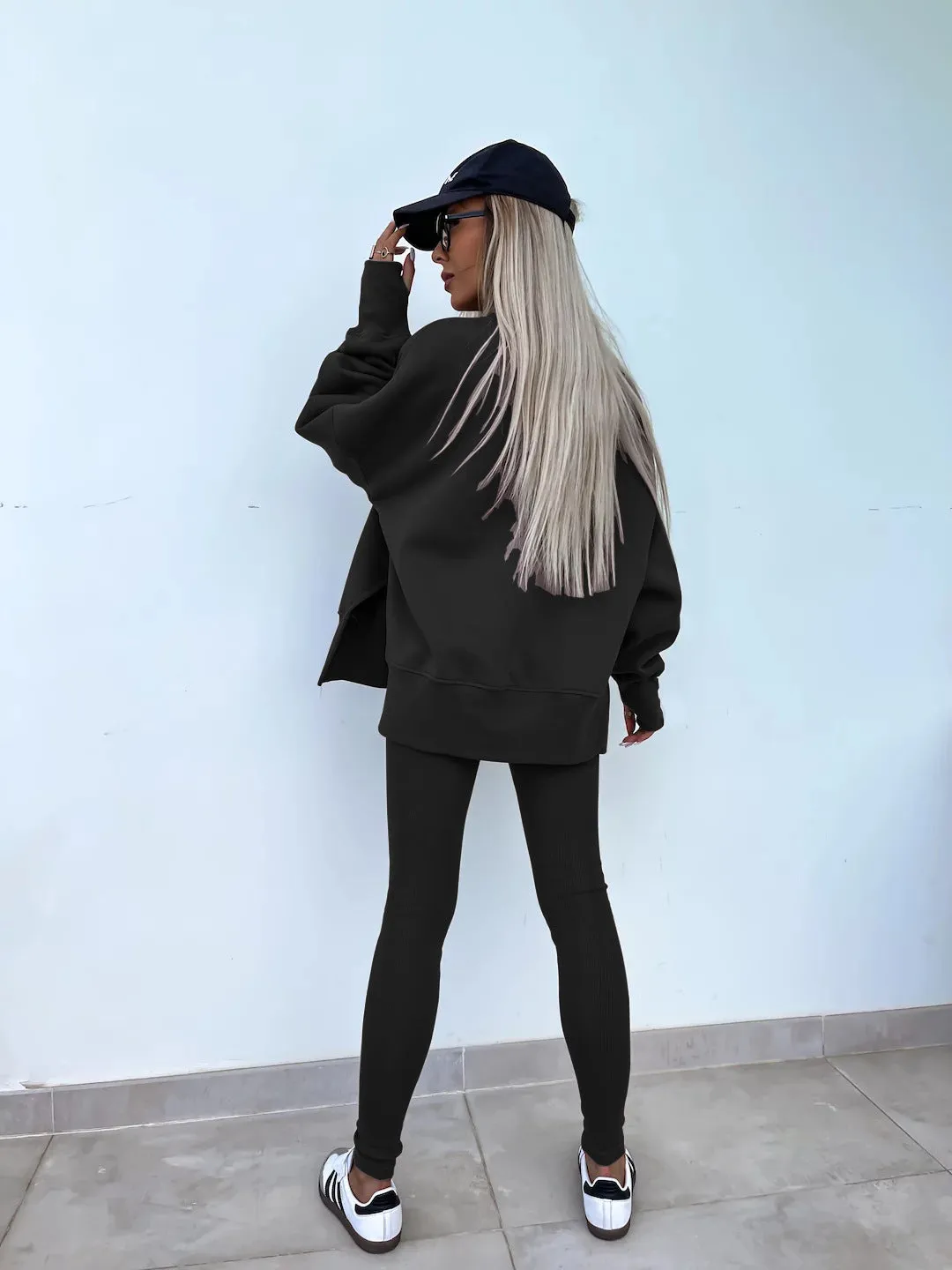 Relaxed Chic Long Sleeve Top and Leggings Two-Piece Set