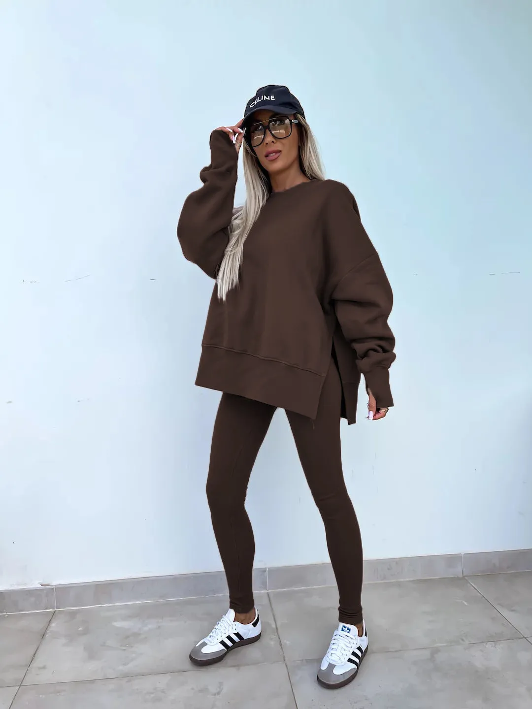 Relaxed Chic Long Sleeve Top and Leggings Two-Piece Set