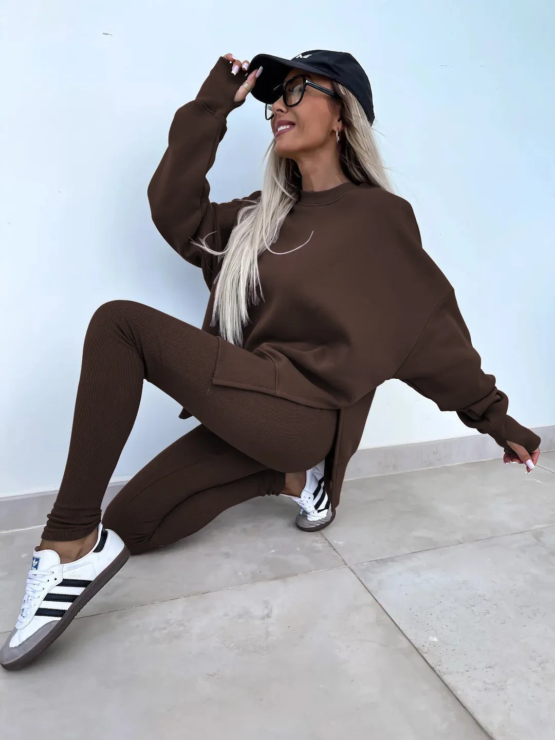 Relaxed Chic Long Sleeve Top and Leggings Two-Piece Set