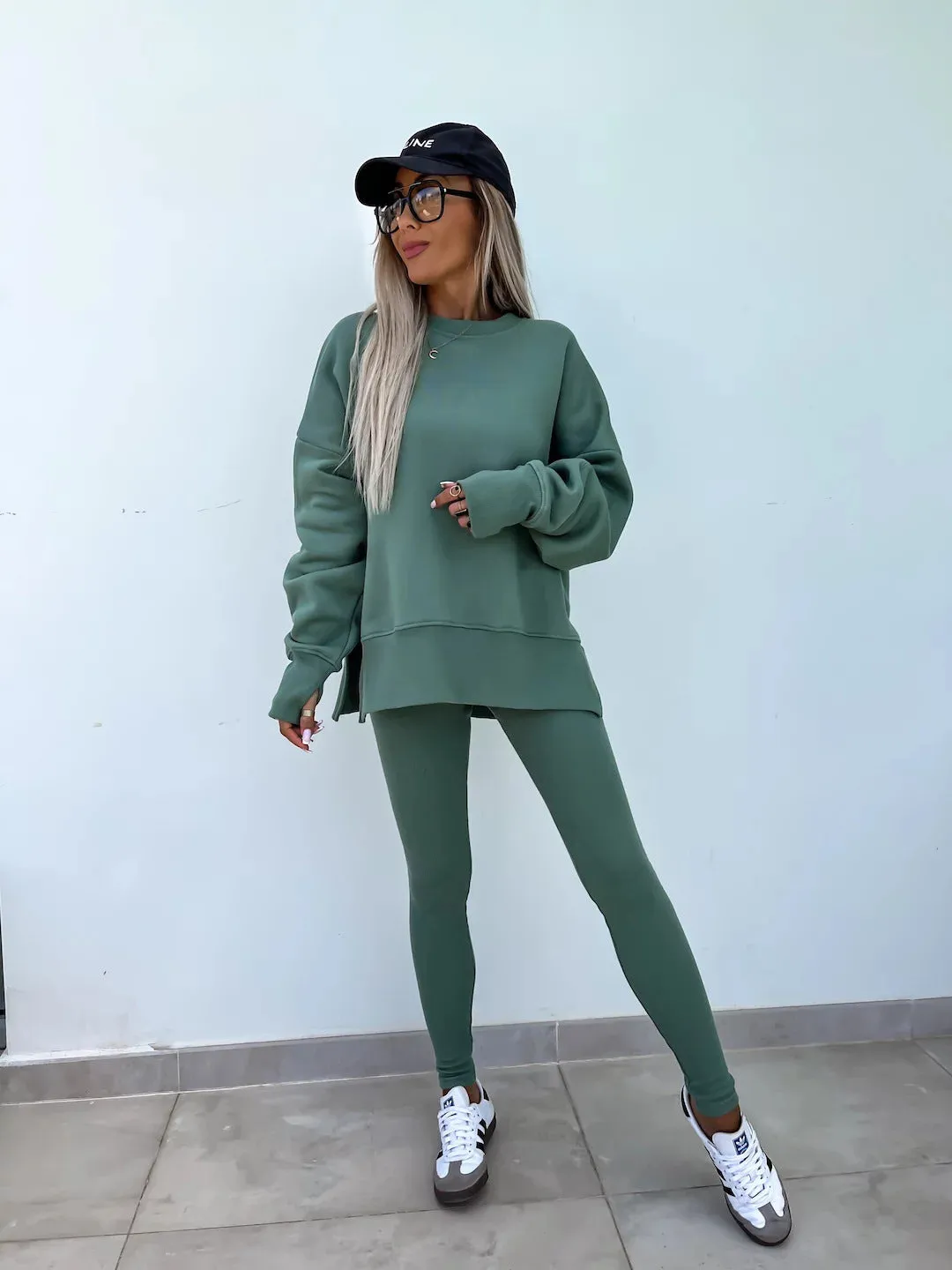 Relaxed Chic Long Sleeve Top and Leggings Two-Piece Set