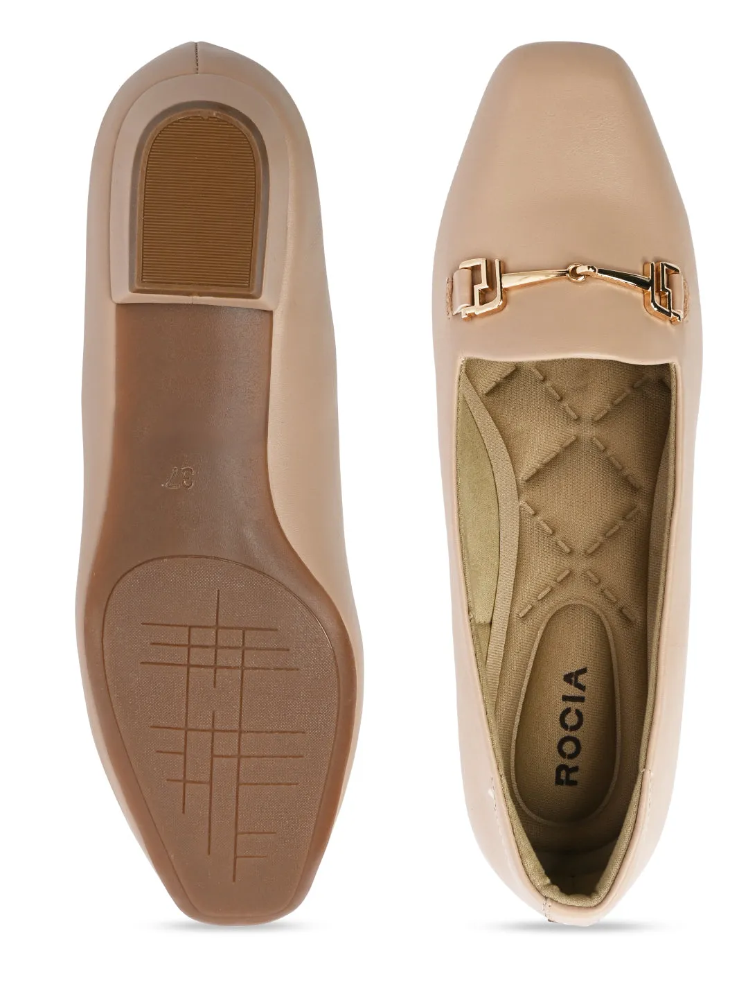 Rocia By Regal Beige Women Square Toe Workwear Pumps