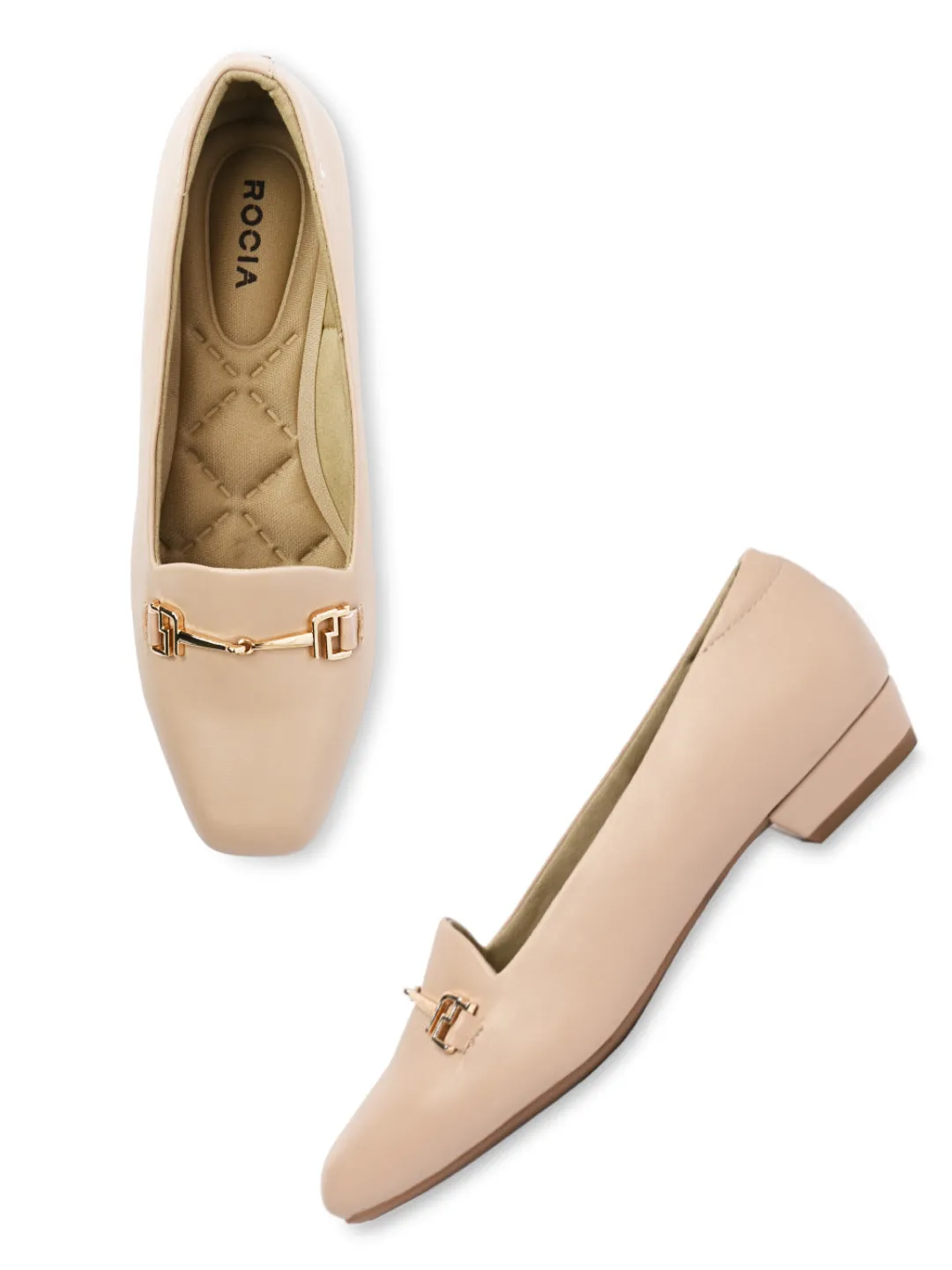 Rocia By Regal Beige Women Square Toe Workwear Pumps