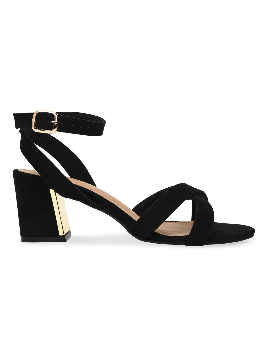Rocia By Regal Black Women Classic Block Heel Ankle Strap Sandals