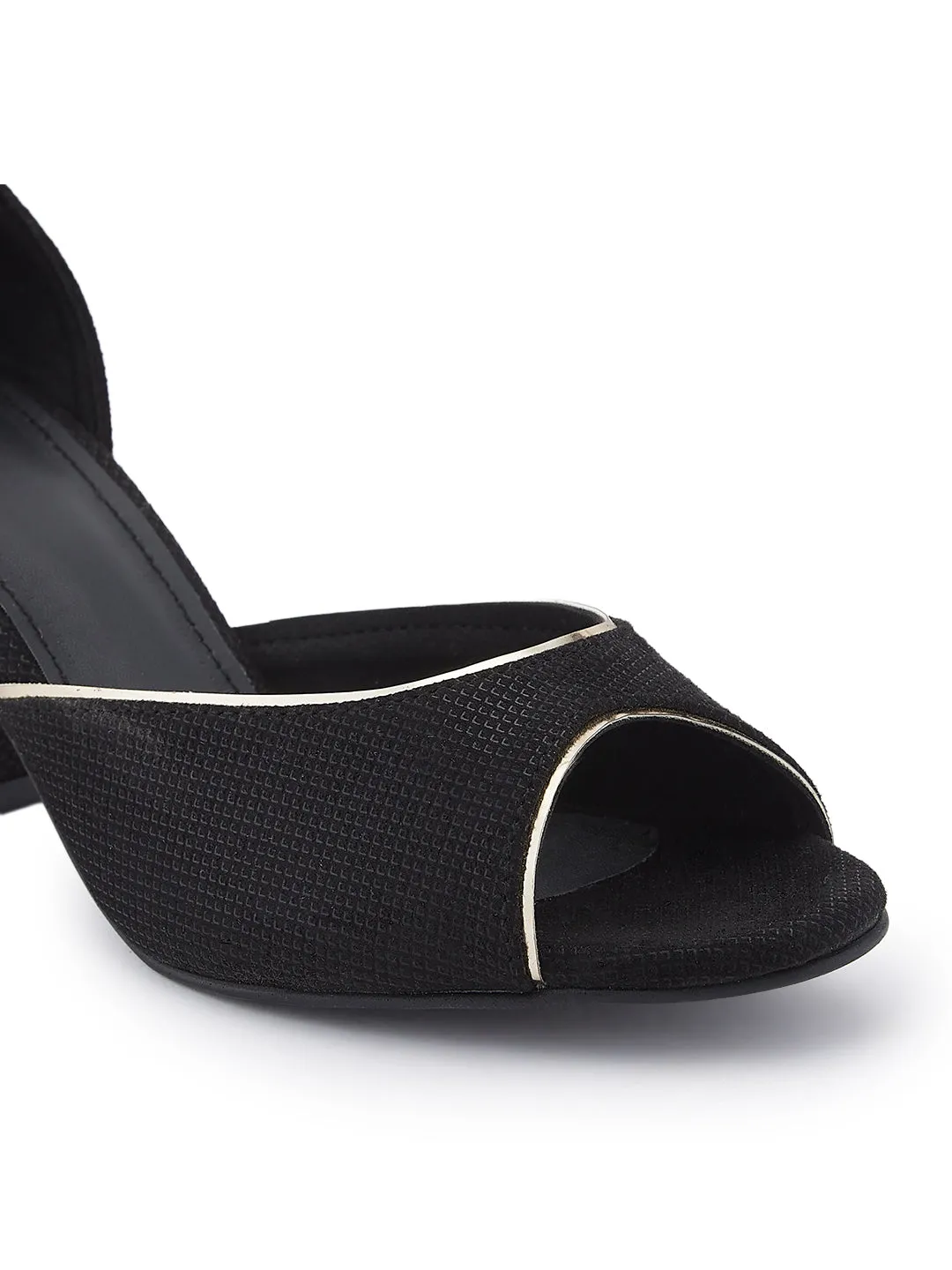 Rocia By Regal Black Women Peep Toe Counter Back Elegant Sandal