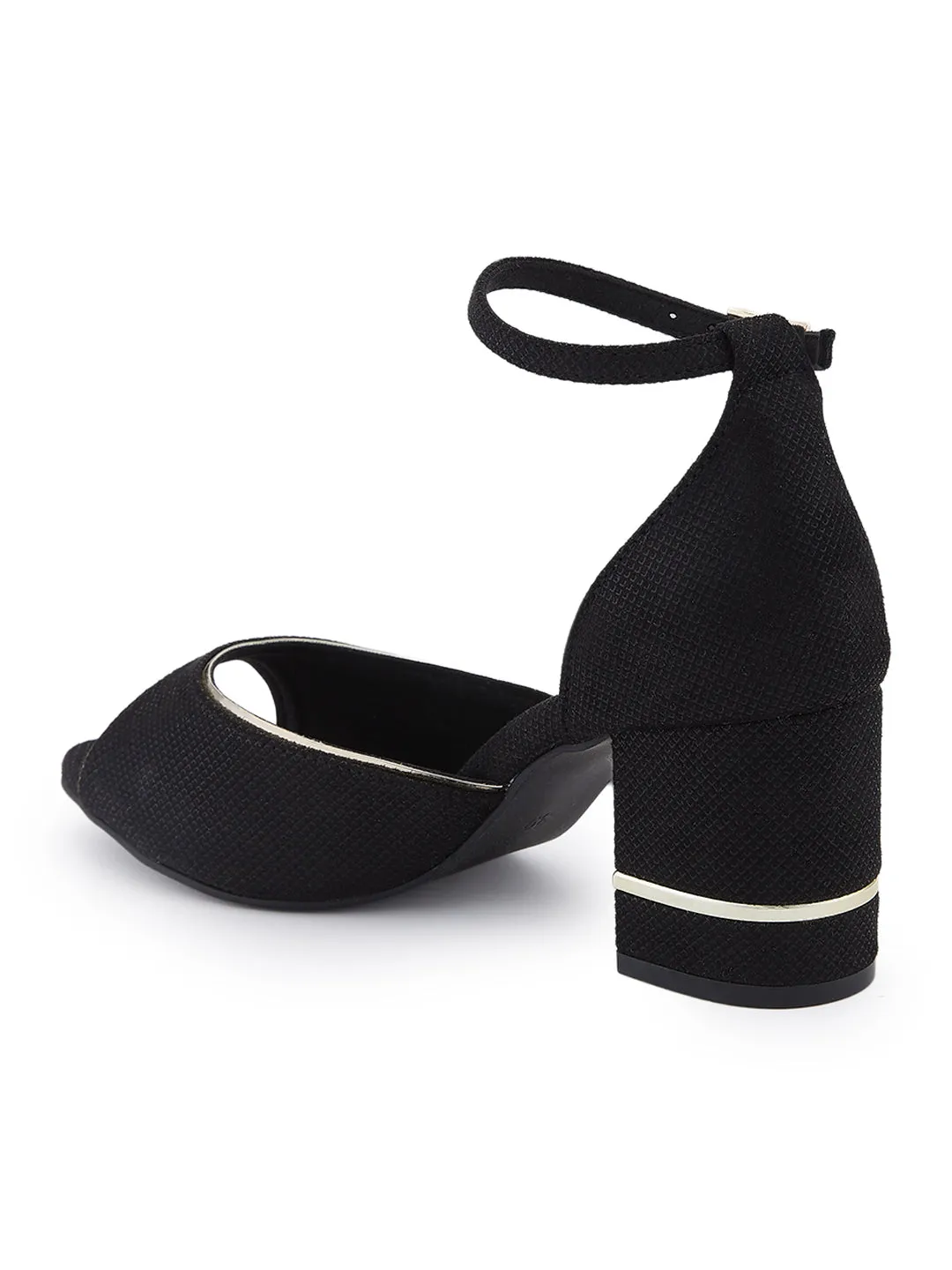 Rocia By Regal Black Women Peep Toe Counter Back Elegant Sandal