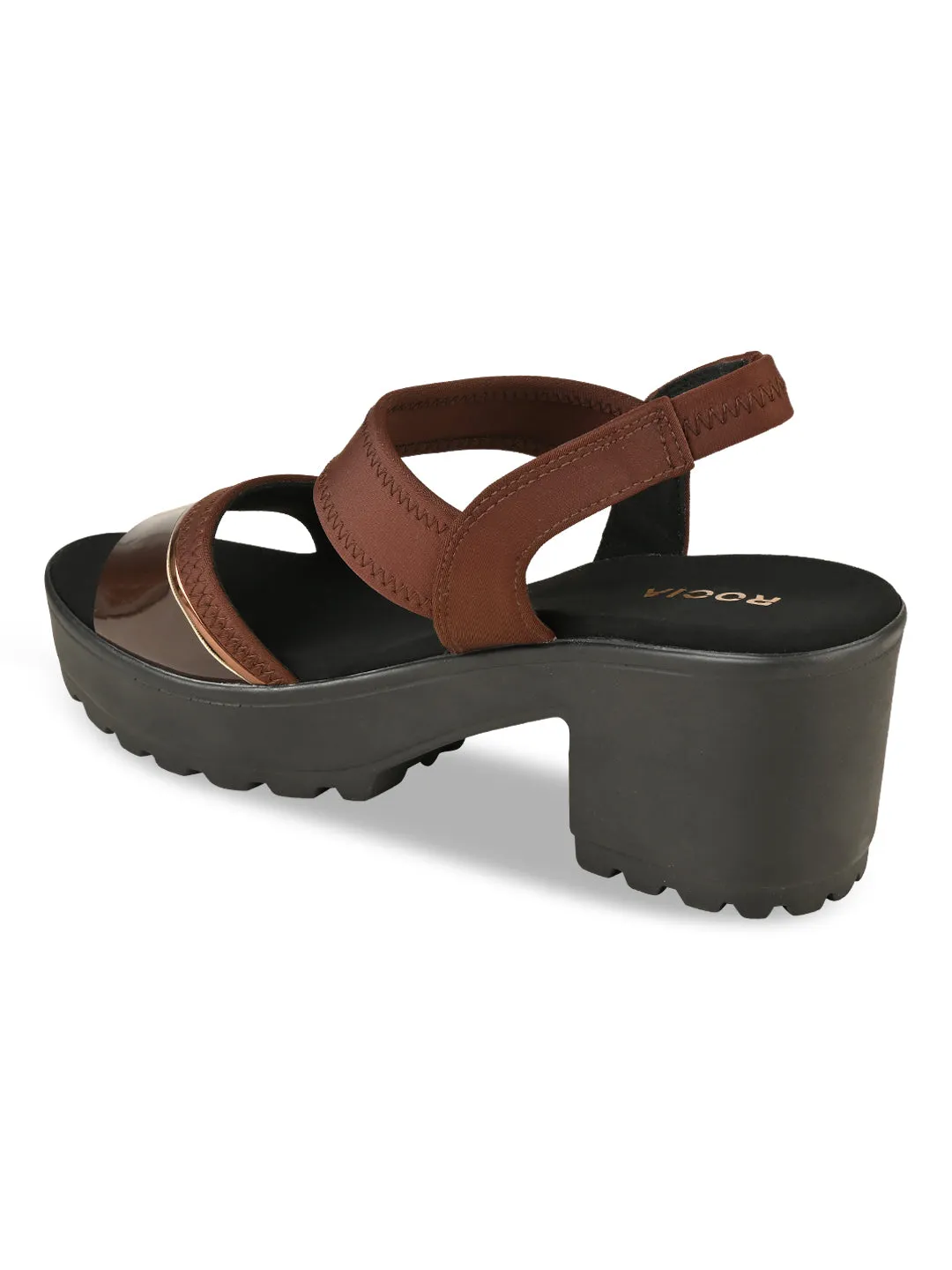 Rocia By Regal Brown Women High Lycra Platform Sandals