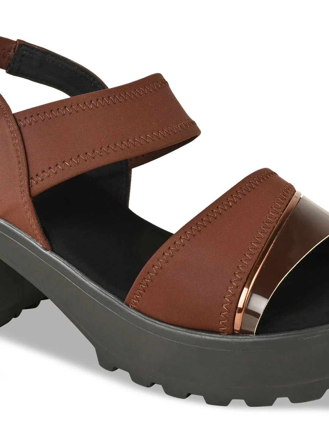 Rocia By Regal Brown Women High Lycra Platform Sandals