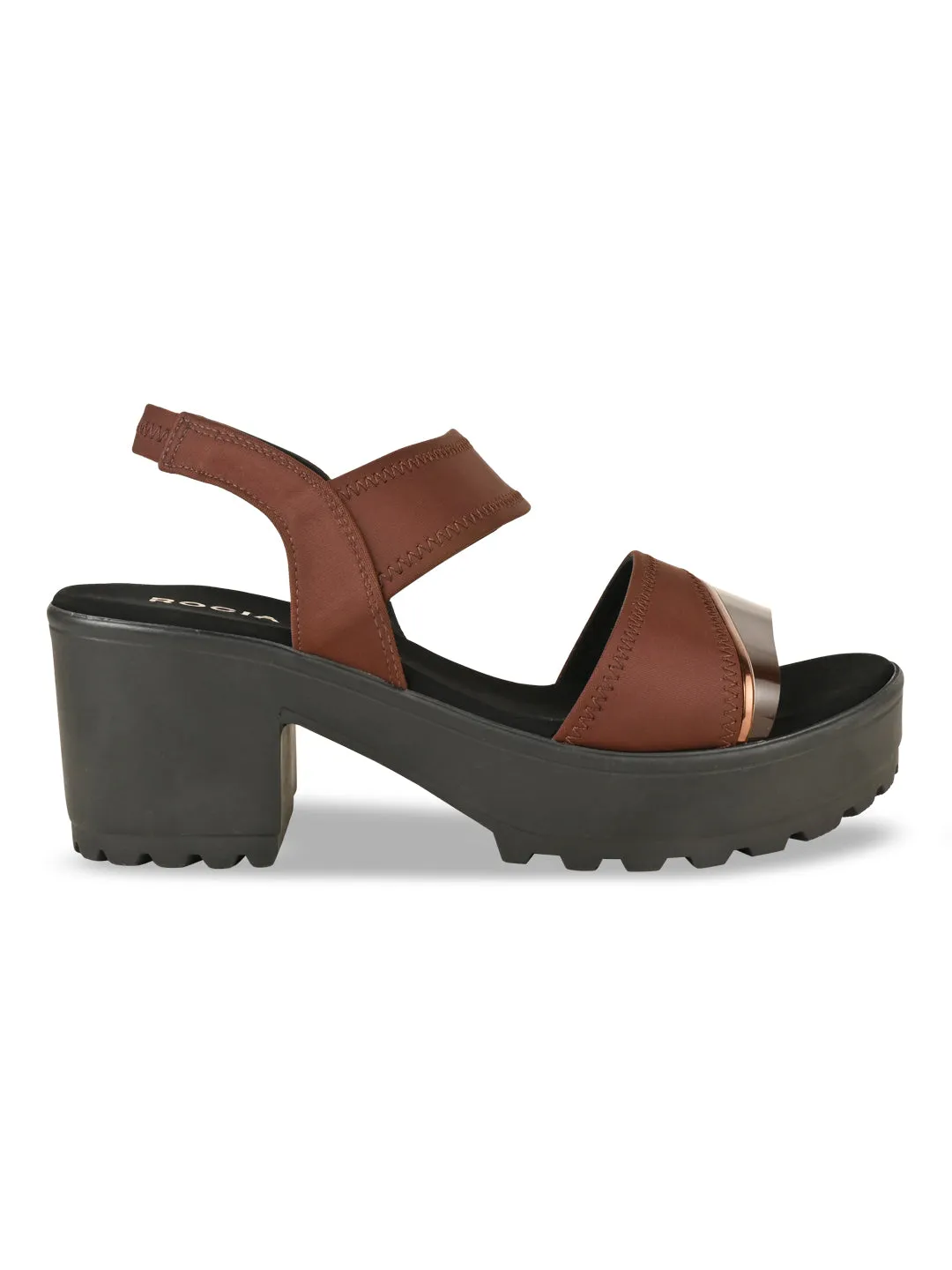 Rocia By Regal Brown Women High Lycra Platform Sandals