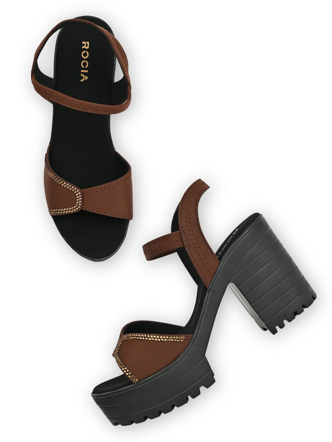 Rocia By Regal Brown Women Lycra Chunky Heels