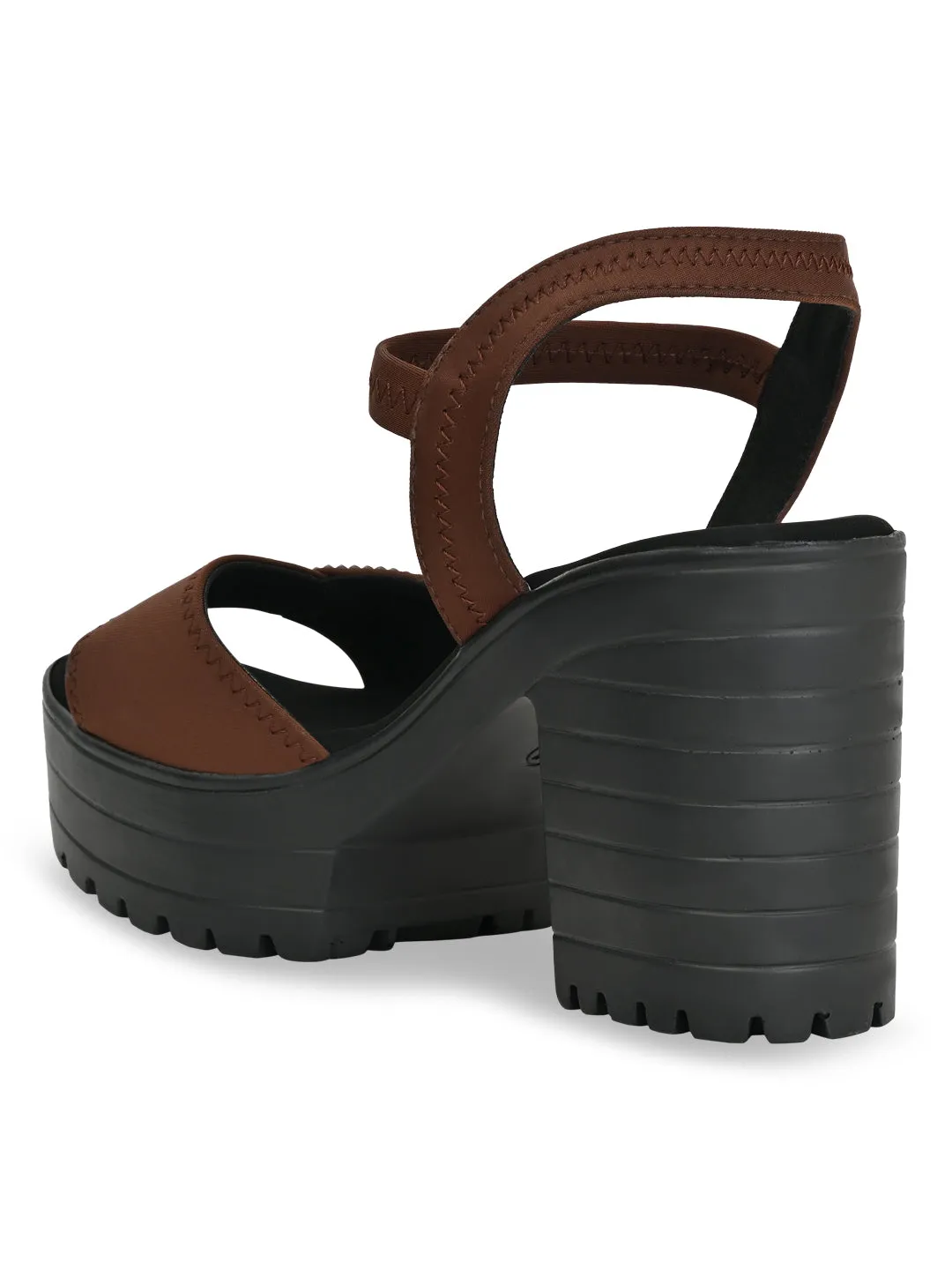 Rocia By Regal Brown Women Lycra Chunky Heels