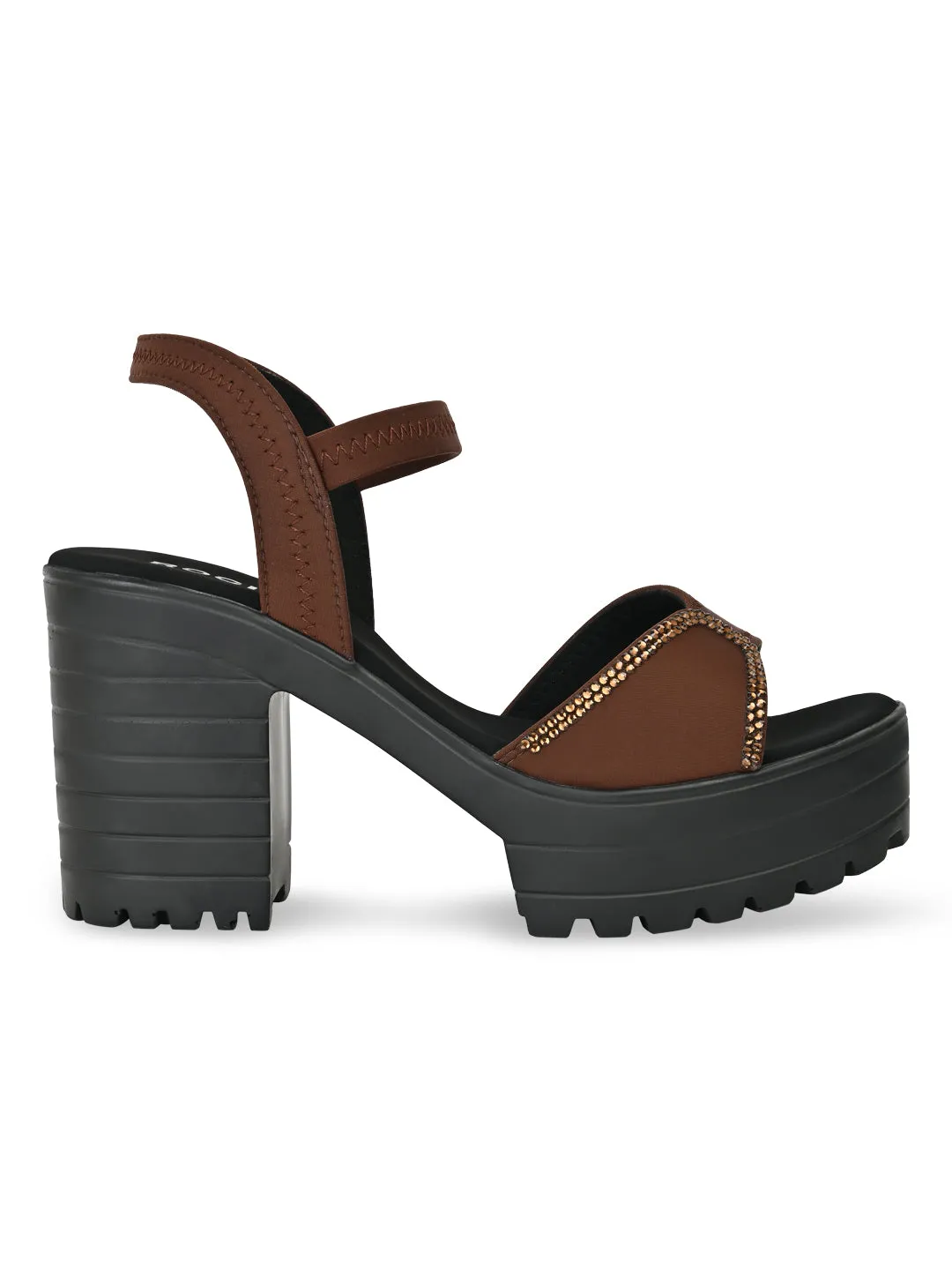 Rocia By Regal Brown Women Lycra Chunky Heels