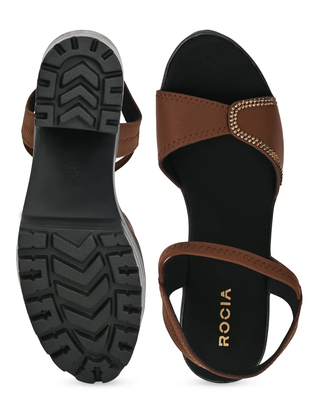 Rocia By Regal Brown Women Lycra Chunky Heels