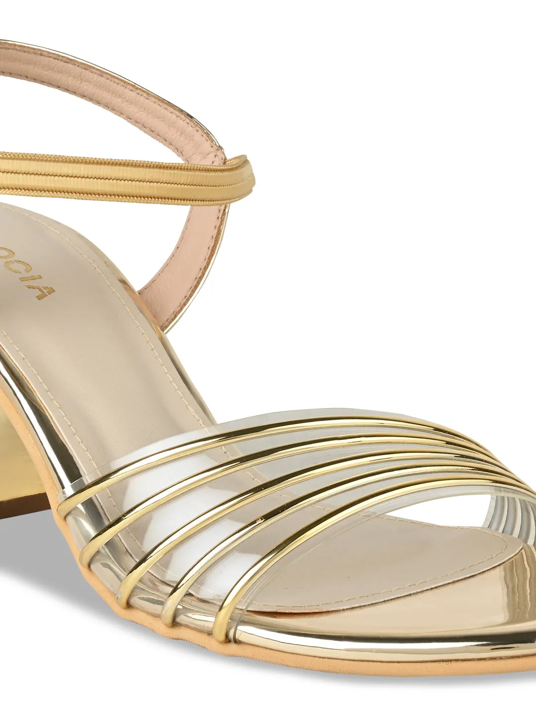 Rocia By Regal Gold Women Vinyl Block Heel Sandal
