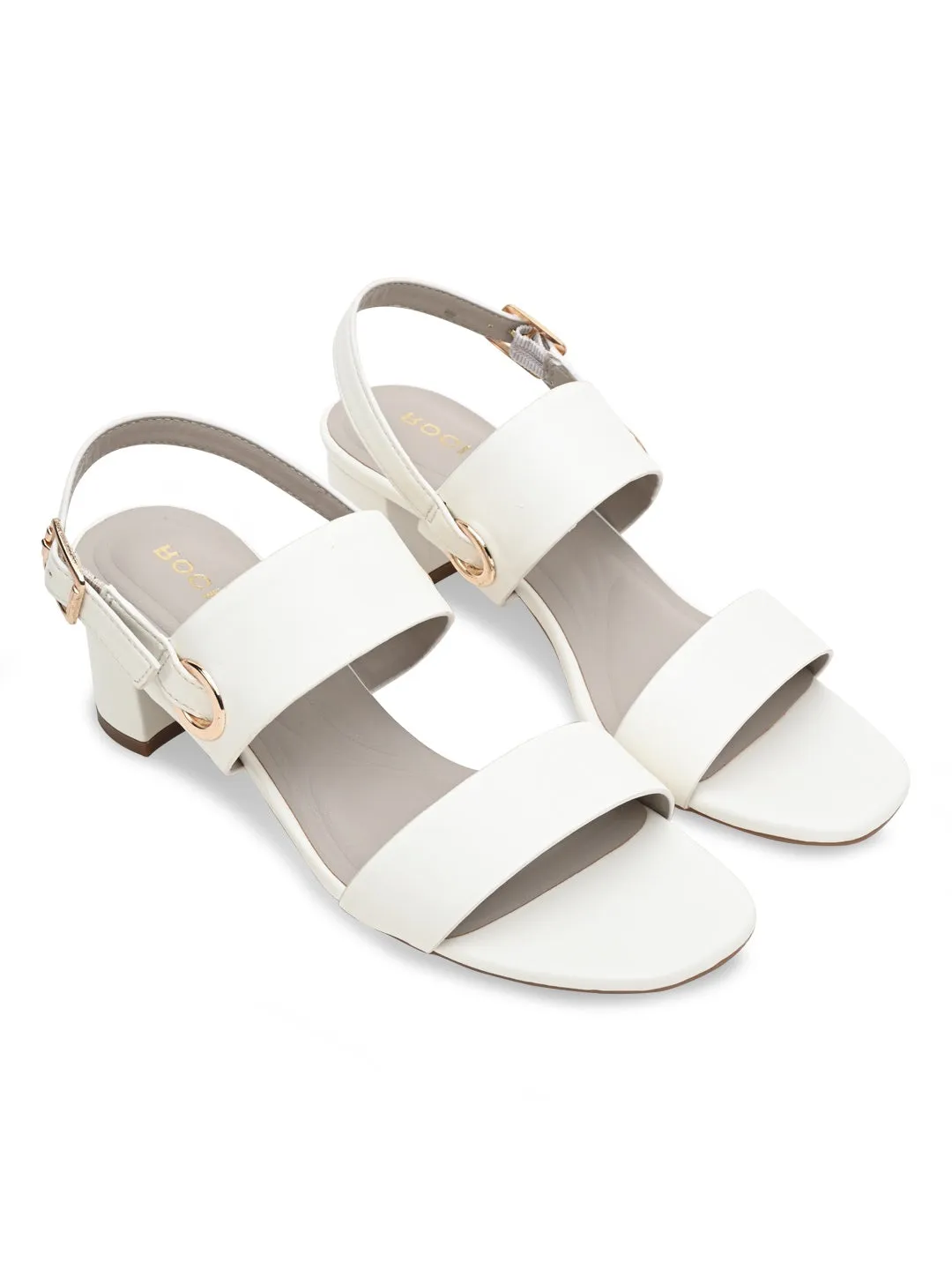 Rocia By Regal White Women Daily Comfort Block Heel Sandals