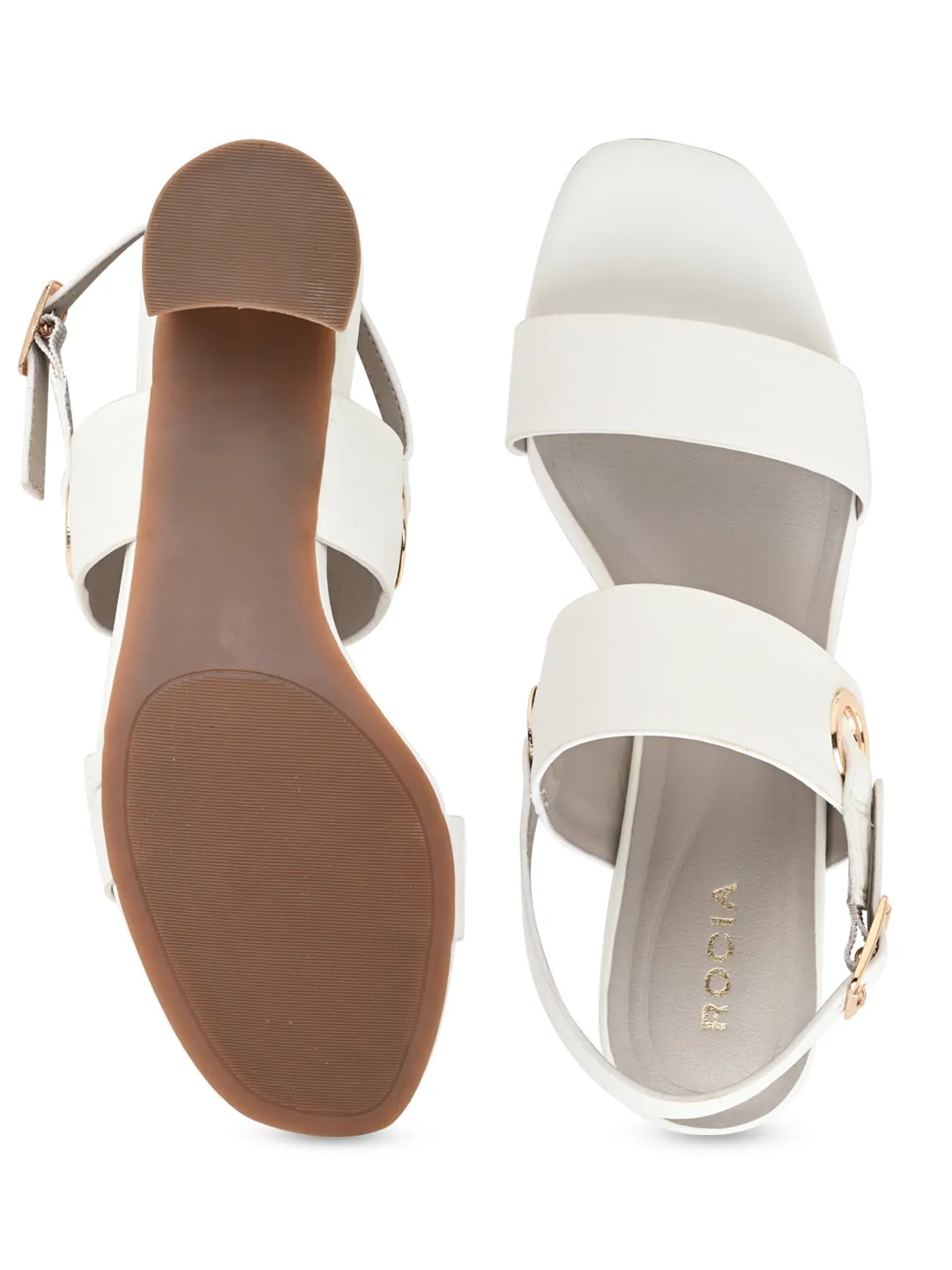 Rocia By Regal White Women Daily Comfort Block Heel Sandals