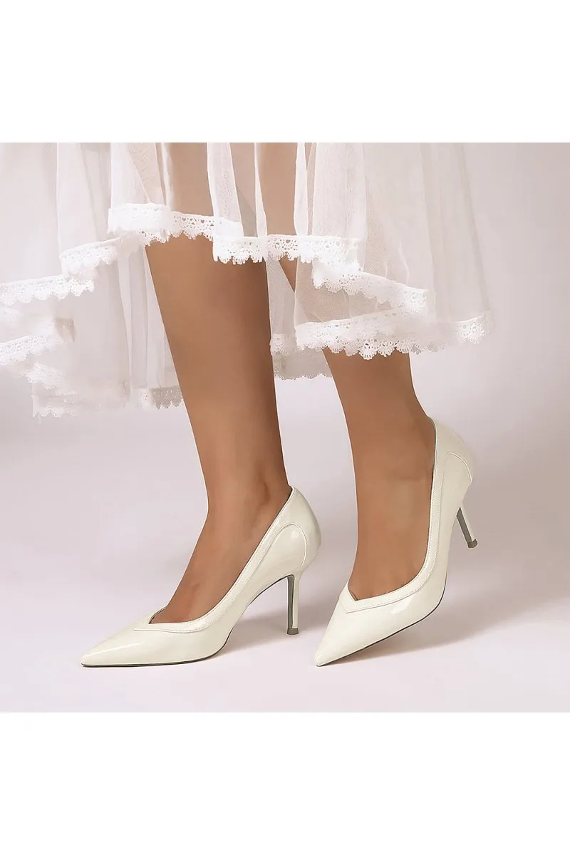 Rose Pink High Heels with Natural Wood Heel