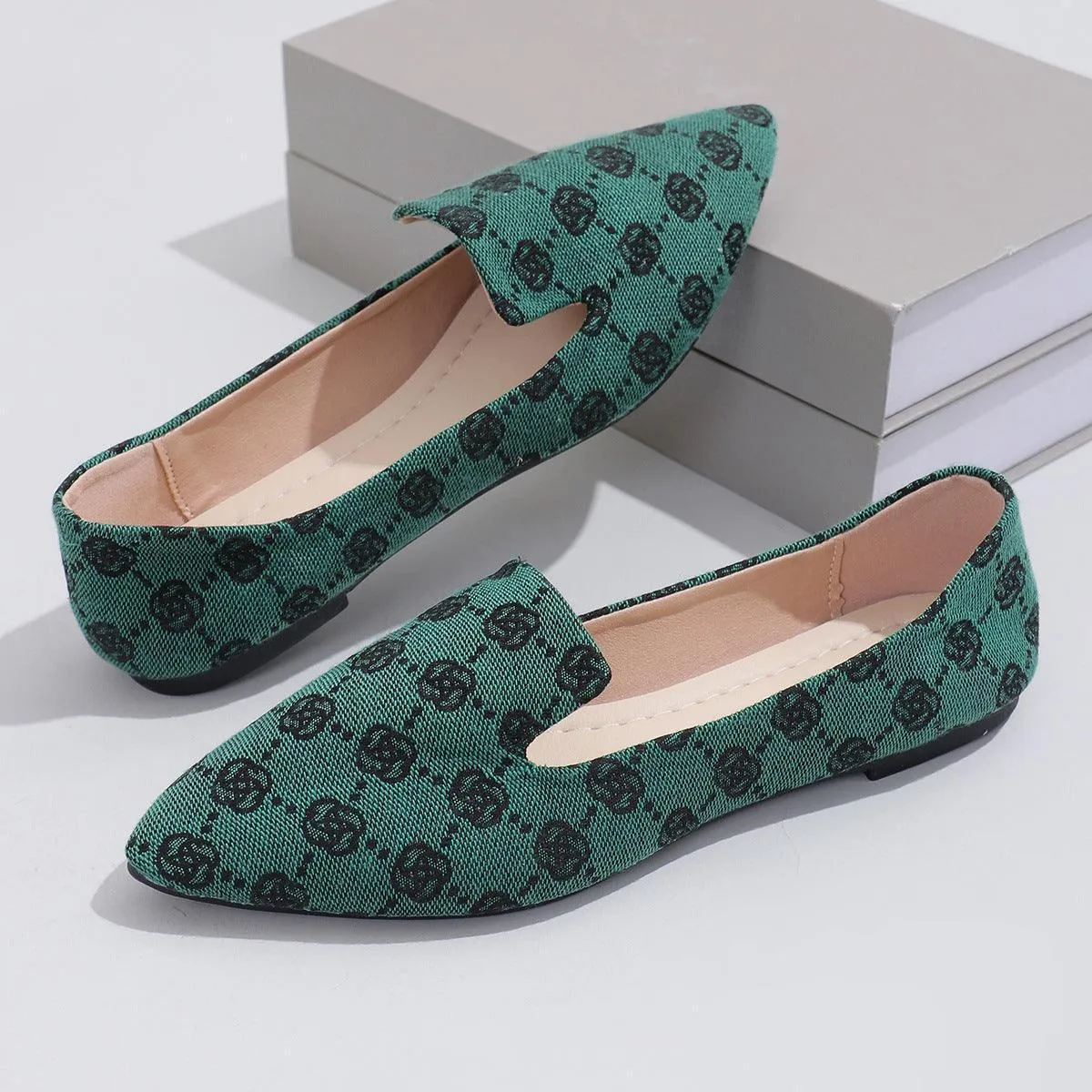 Rose Print Flats Shoes Fashion For Women