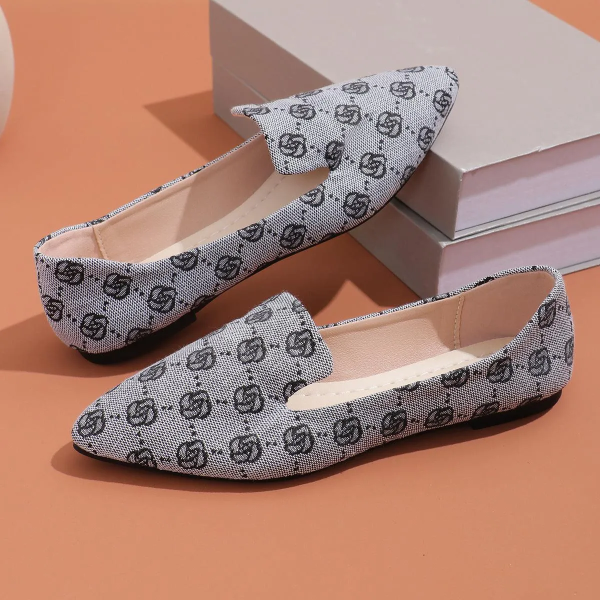 Rose Print Flats Shoes Fashion For Women