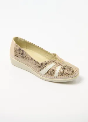 Soft, comfortable width leather wedge loafers