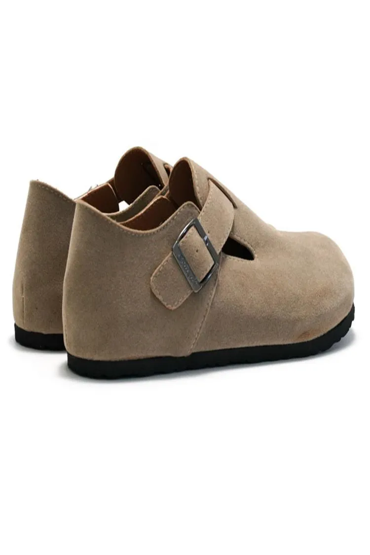 Solid Color Patchwork Strap Buckle Round Toe Casual Loafers