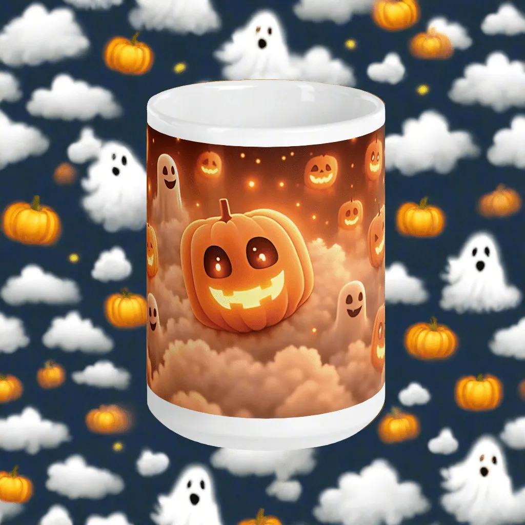 Spooky Pumpkins White Glossy Mug